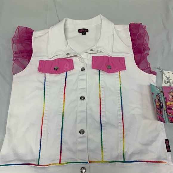 Jojo Siwa Girls Xl White Jean Vest 